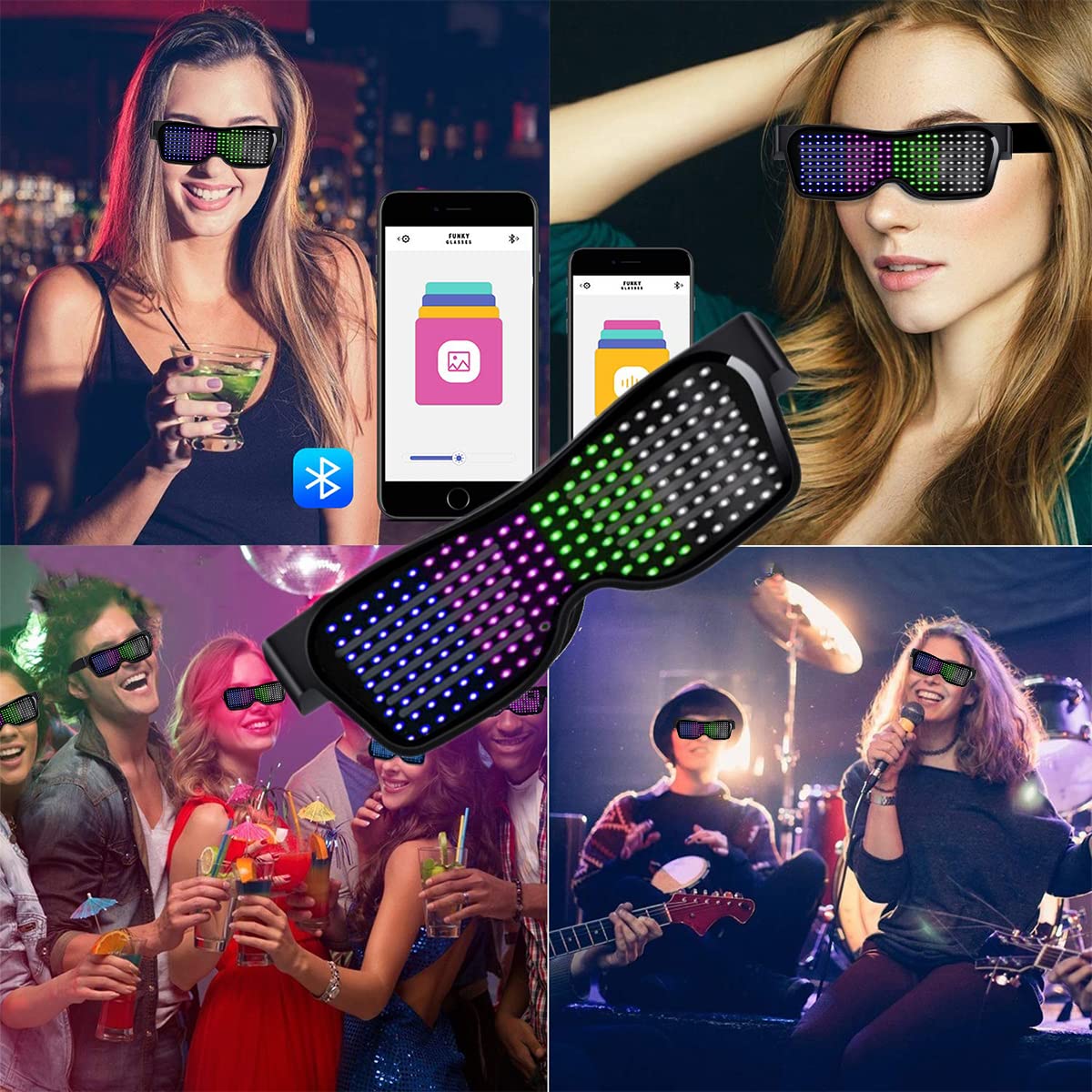 ZORBES LED Glasses for Party Bluetooth Light Glasses for Party APP Control Music Sync Mode LED Display Smart Glasses, USB Rechargeable Party Glasses for Nightclub, Festivals, Raves, Christmas, Birthday ZORBES LED Glasses for Party Bluetooth Light Glasses for Party APP Control Music Sync Mode LED Display Smart Glasses, USB Rechargeable Party Glasses for Nightclub, Festivals, Raves, Christmas, Birthday